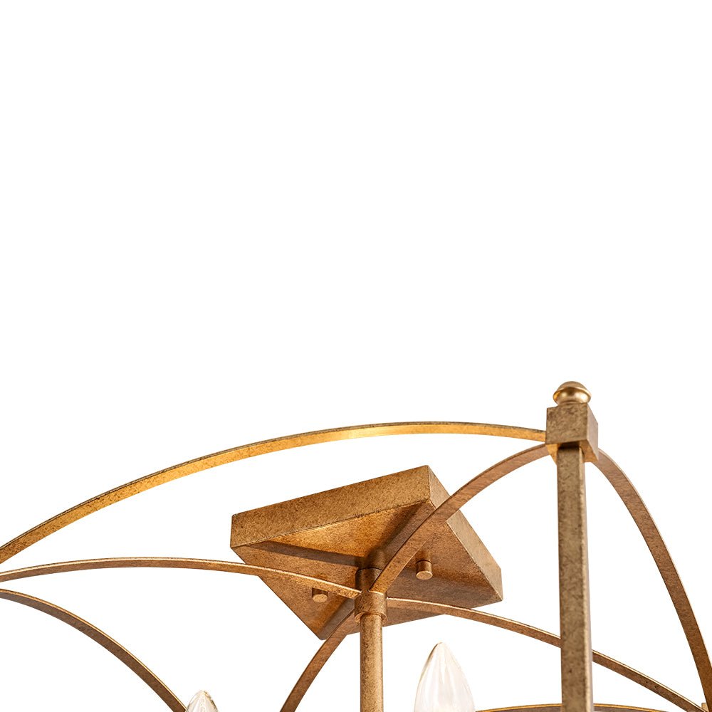Iluminación semi empotrada vintage, 4 luces, diseño marco abierto para ambientes cálidos.