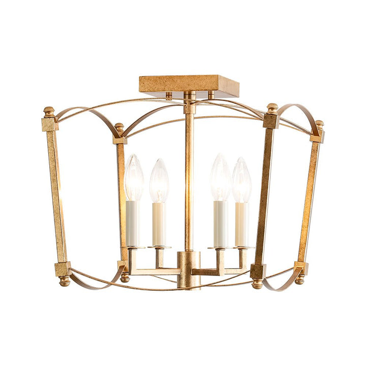 Lámpara de techo 4 luces estilo vintage, marco abierto, perfecta para sala de estar.