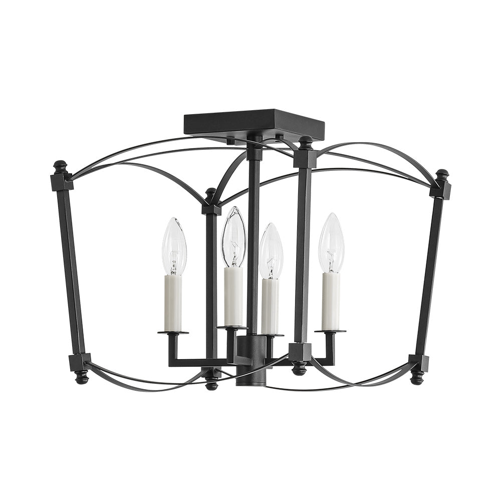 Iluminación hogar: lámpara semi empotrada vintage, 4 luces, diseño retro minimalista.