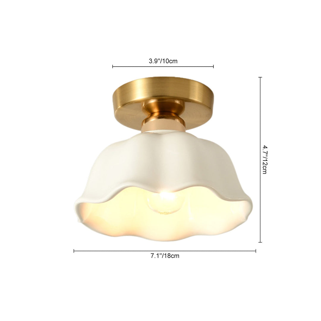 Luz de techo de cerámica en forma de flor, 1 luz. Estilo minimalista retro para iluminación interior.