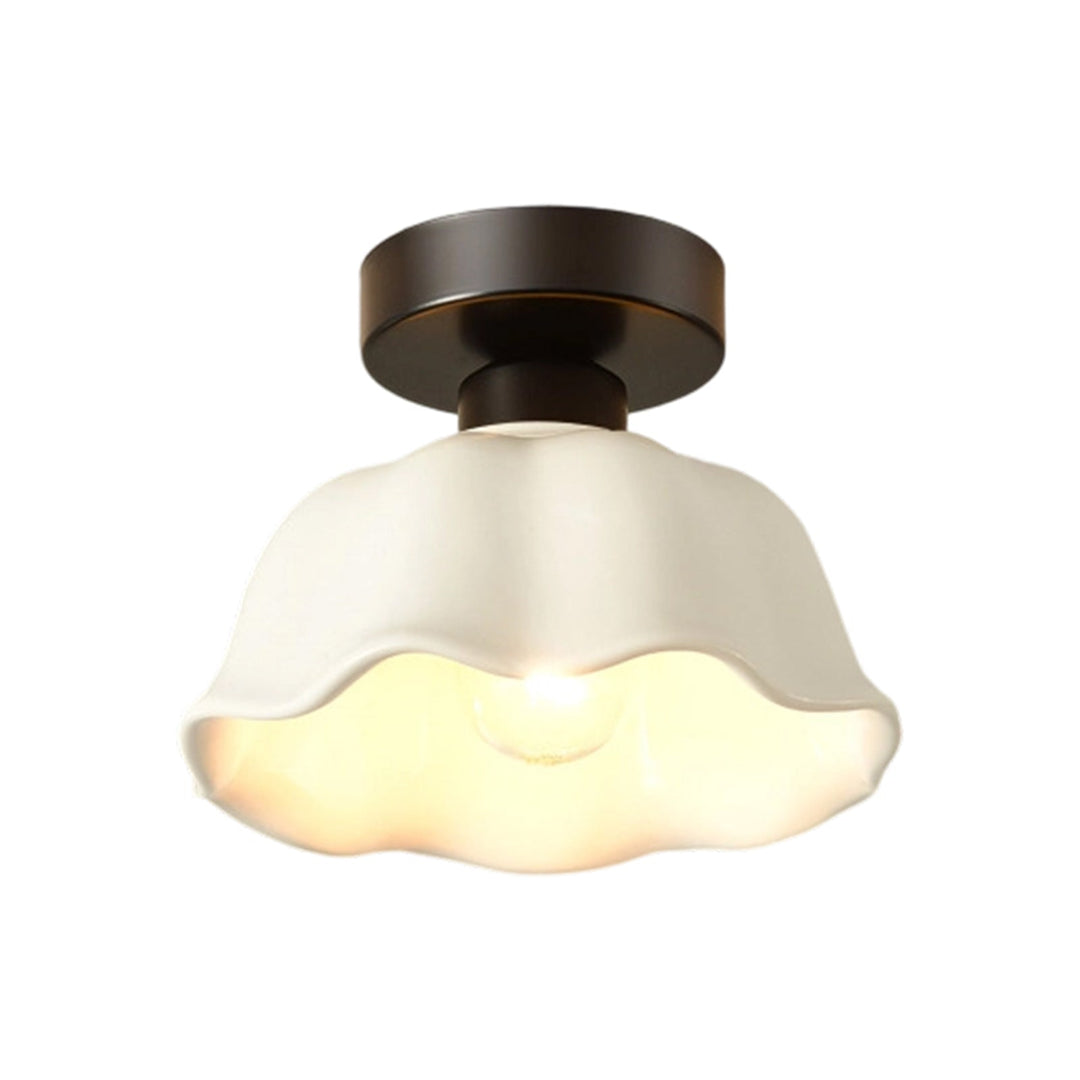 Aplique de techo retro floral de cerámica. Luz semiempotrada de 1 punto con estilo minimalista.