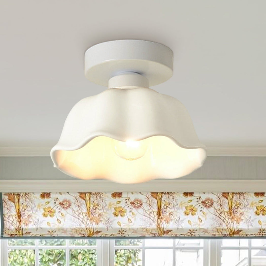 Lámpara de techo de cerámica estilo flor, retro y minimalista. Ideal para decoración interior.