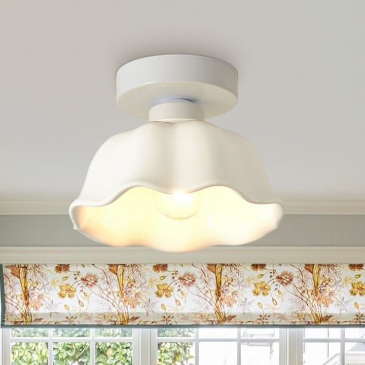 Lámpara de techo de cerámica estilo flor, retro y minimalista. Ideal para decoración interior.