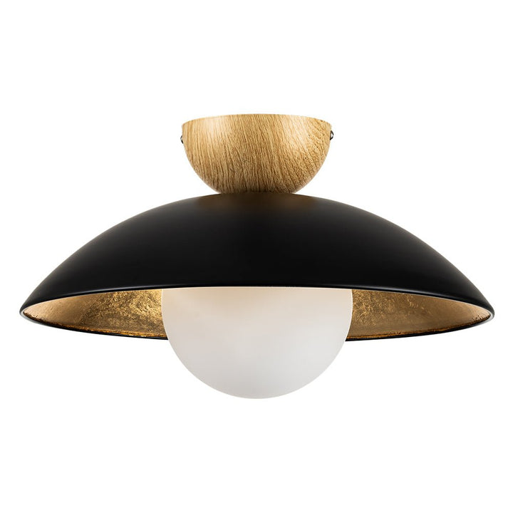 Iluminación escandinava: luz de techo moderna de 1 luz con vidrio y acento de hoja de oro. Decora tu hogar.