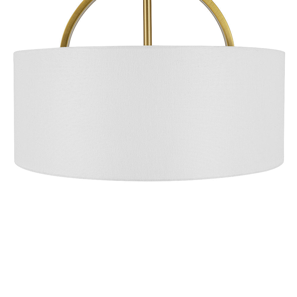 Lámpara de techo de lino semi empotrada, 2 focos, diseño nórdico elegante y regulable.