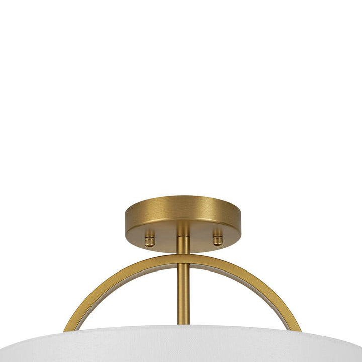 Lámpara de techo con pantalla de lino, estilo escandinavo, semi empotrada, 2 luces.
