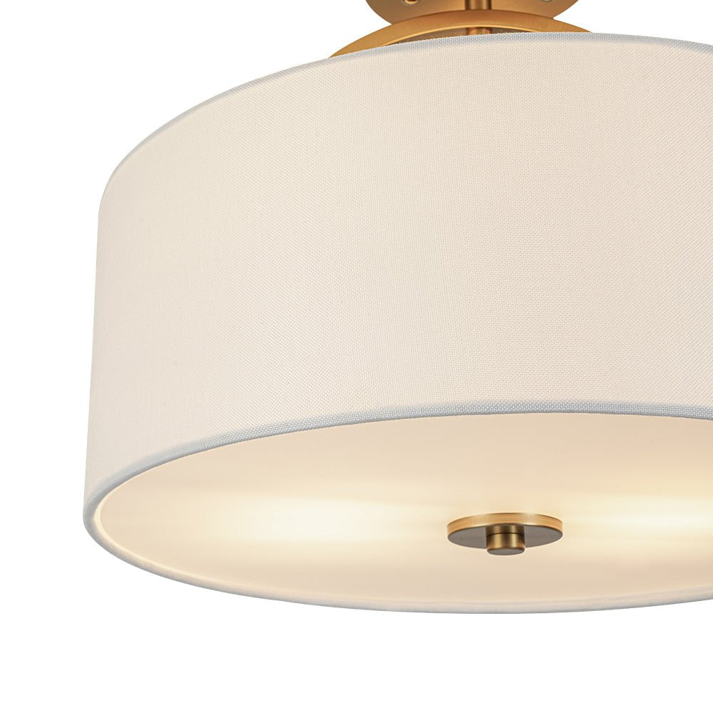 Lámpara de techo escandinava para sala, comedor o dormitorio, lino, dos luces.