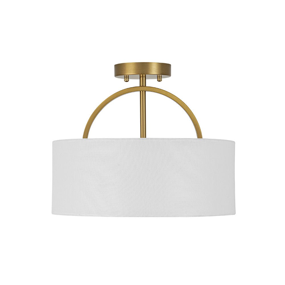 Lámpara de techo de lino y metal, perfecta para decorar hogares con estilo escandinavo.