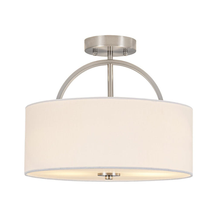 Lámpara de techo funcional y decorativa, semi empotrada, lino, dos luces, regulable.