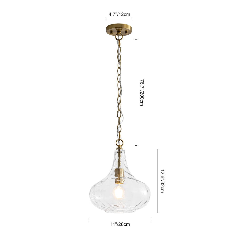 Lámpara colgante de gota con vidrio martillado, iluminación interior decorativa, diseño contemporáneo para techo.