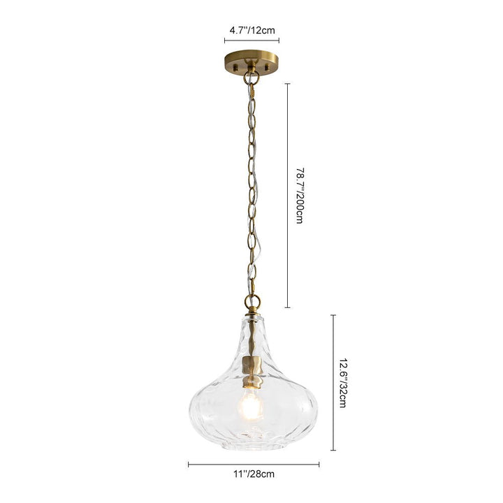Lámpara colgante de gota con vidrio martillado, iluminación interior decorativa, diseño contemporáneo para techo.