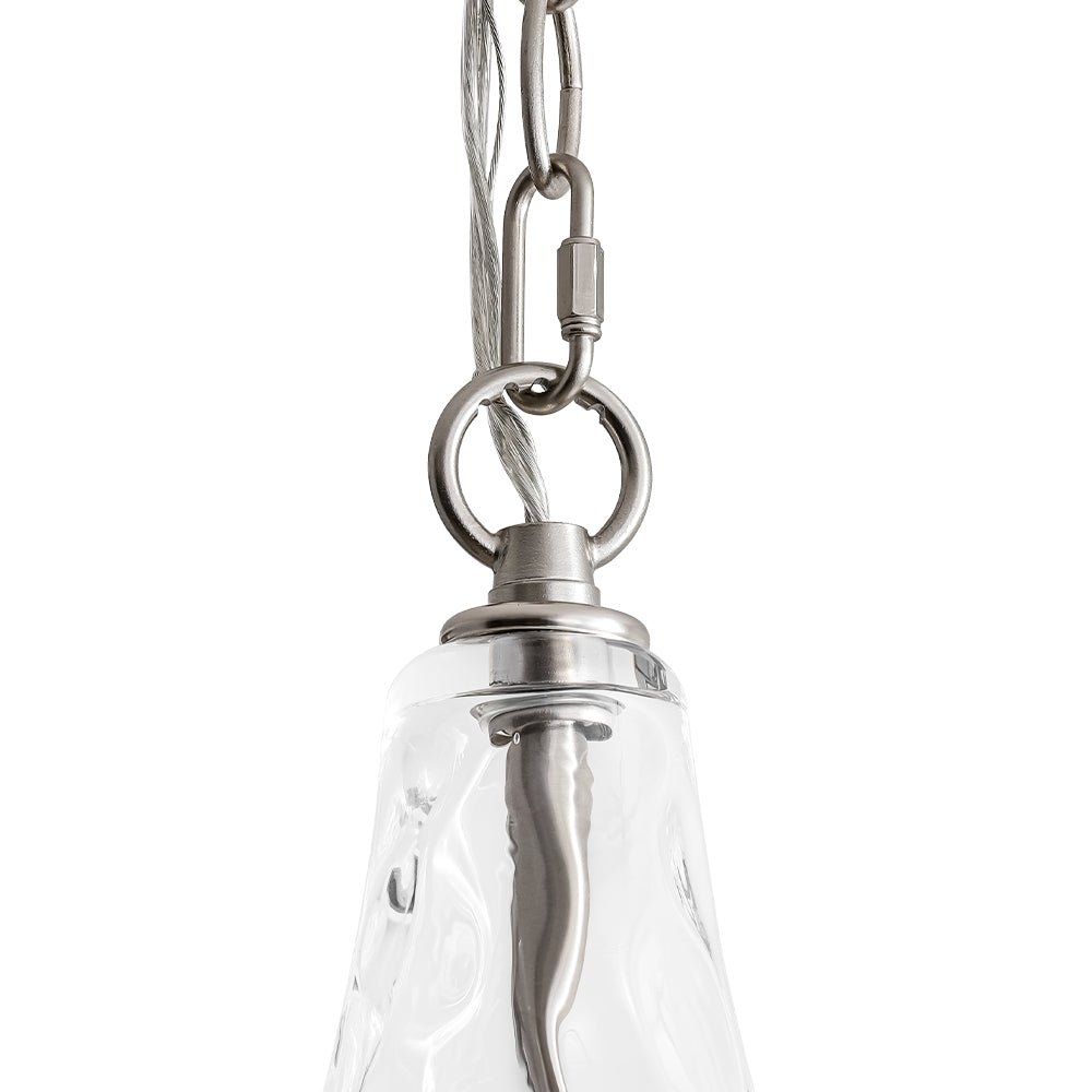 Lámpara colgante de vidrio martillado para luz ambiente, diseño escultórico de gota, estilo moderno para hogar.