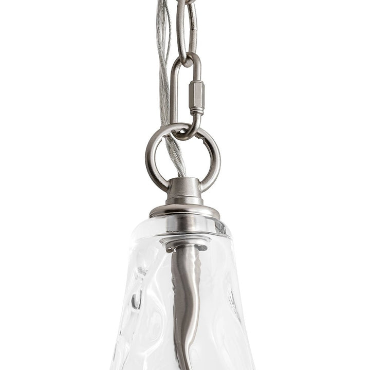 Lámpara colgante de vidrio martillado para luz ambiente, diseño escultórico de gota, estilo moderno para hogar.