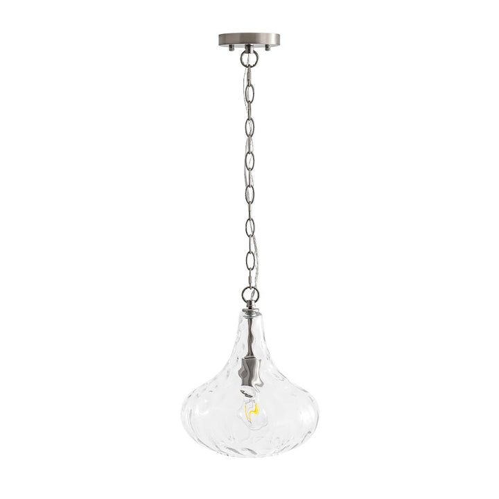 Iluminación decorativa estilo moderno, lámpara colgante escultórica de vidrio martillado en forma de gota.