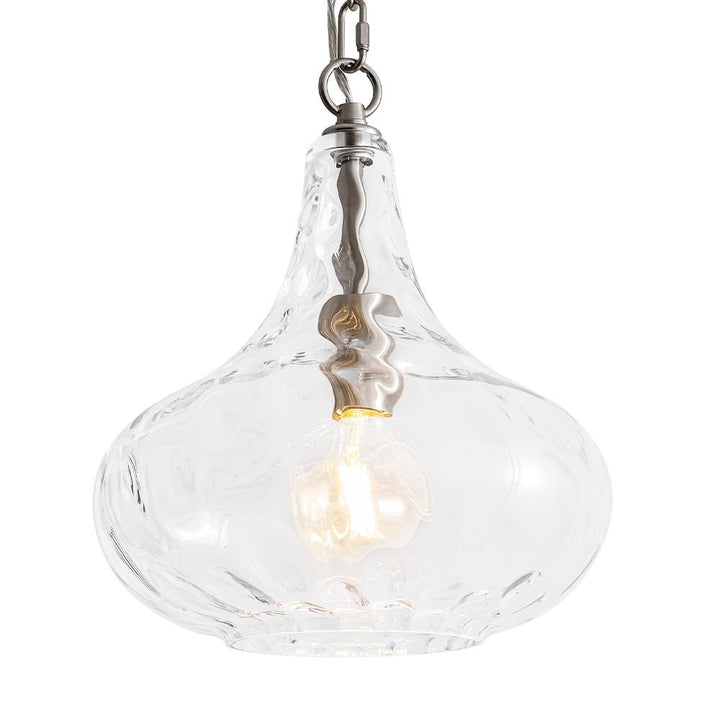 Colgante de techo de vidrio martillado, lámpara de gota, versátil para iluminación decorativa interior y ambiente.