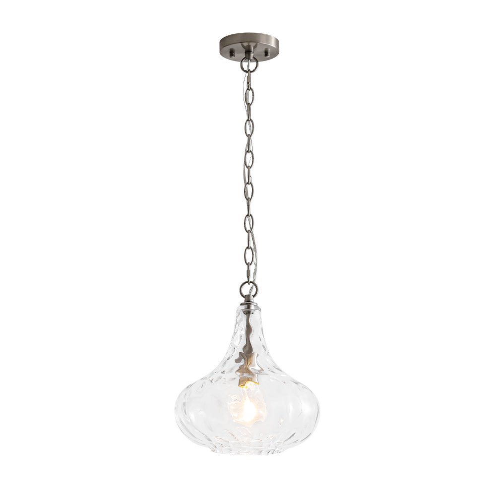 Lámpara decorativa escultórica de gota, vidrio martillado, perfecta para luz ambiente moderna en el hogar.