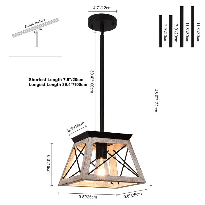Luz de techo rústica cuadrada, estilo granja industrial, para decorar cocinas.