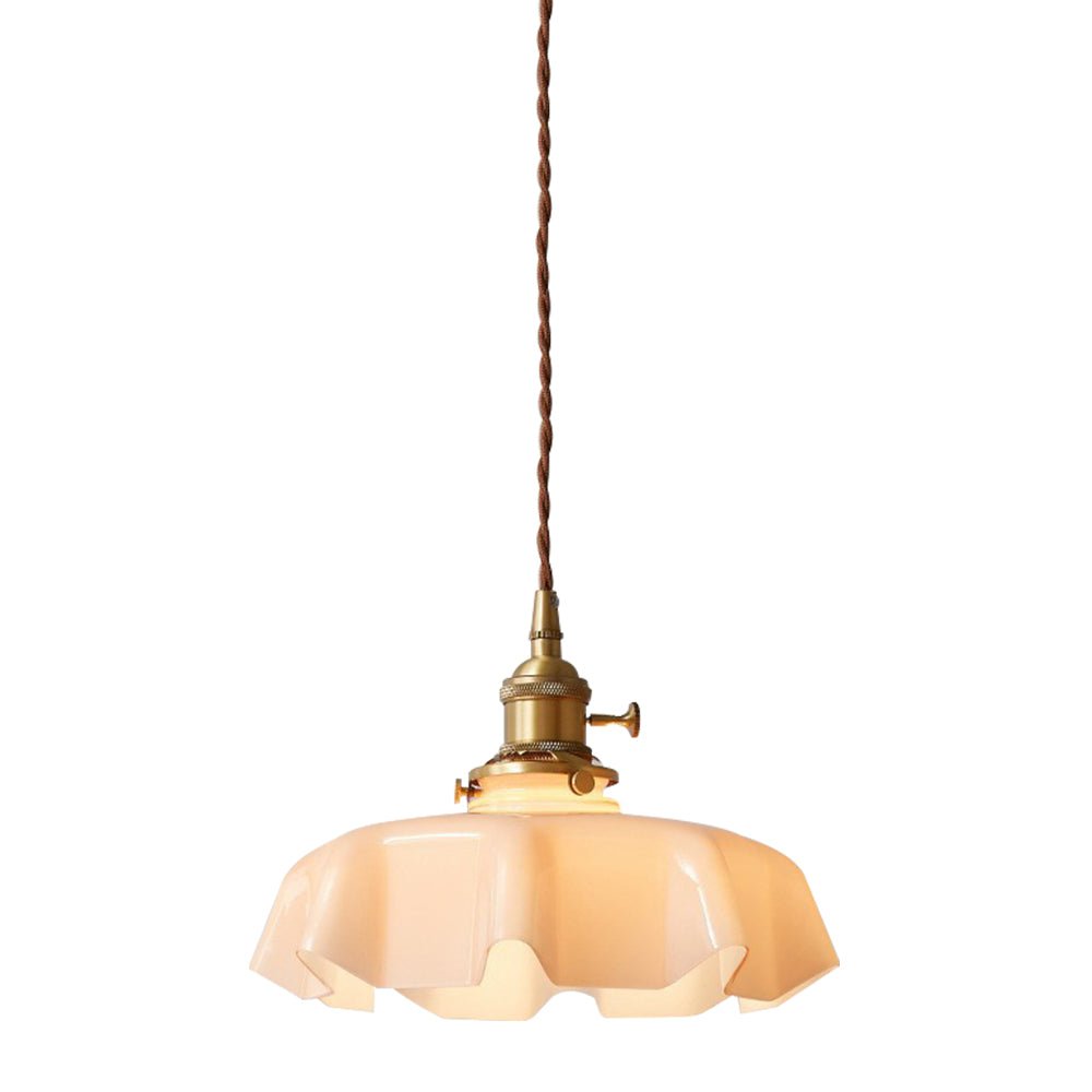 Lámpara colgante floral vintage con diseño único. Colgante retro de 1 luz, vidrio opaco, para el hogar.