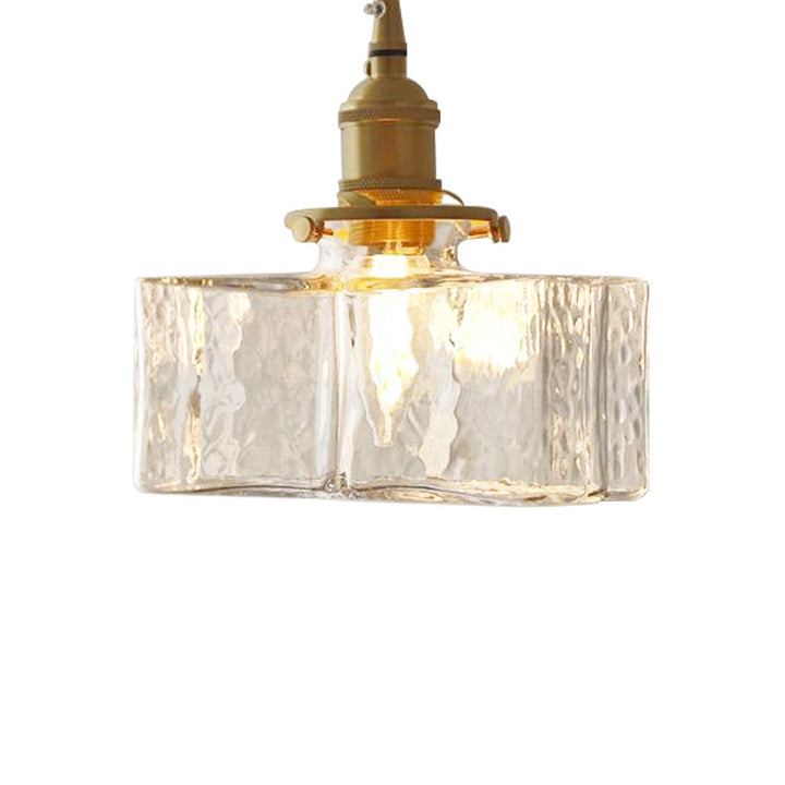 Iluminación decorativa con lámpara de techo vintage cuadrada, vidrio martillado.