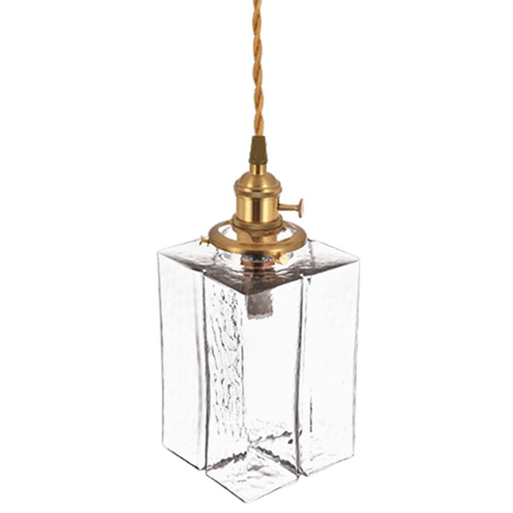 Lámpara de techo vintage, vidrio martillado cuadrado. Crea ambiente cálido habitación.