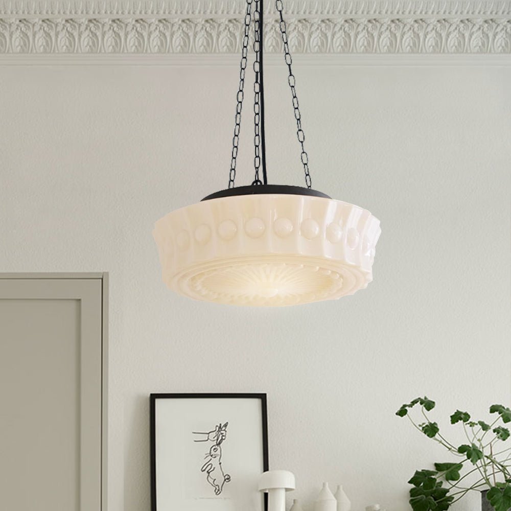 Lámpara colgante vintage de cerámica negra, estilo escolar para cocina o comedor.