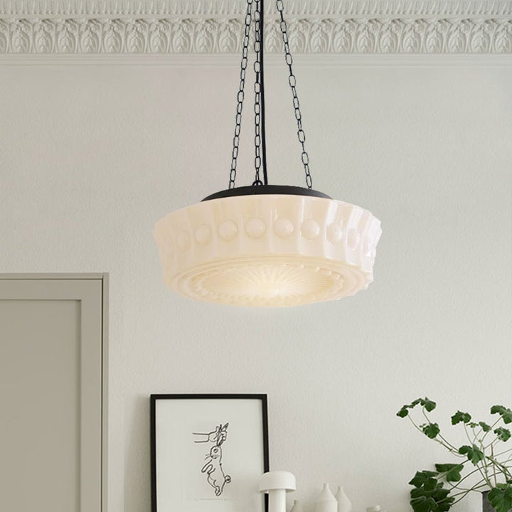 Lámpara colgante vintage de cerámica negra, estilo escolar para cocina o comedor.