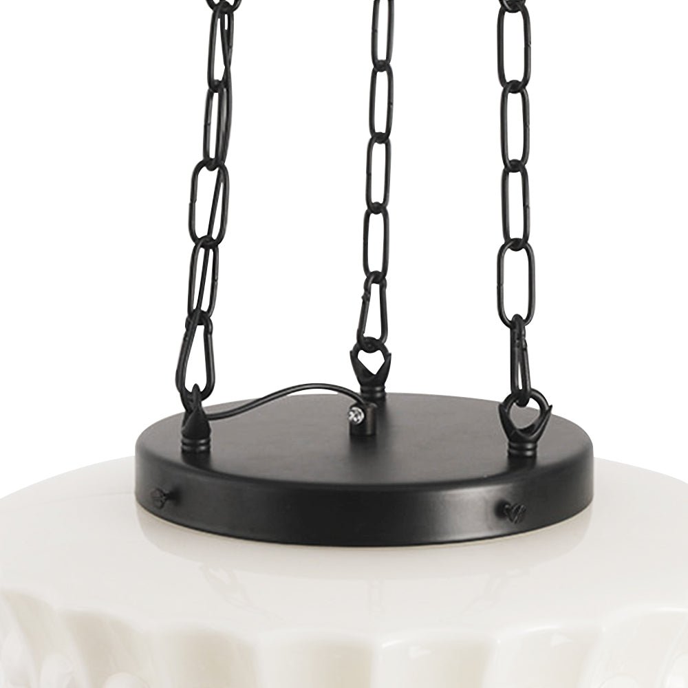 Iluminación colgante vintage de cerámica negra, lámpara escolar para decorar cualquier cocina.