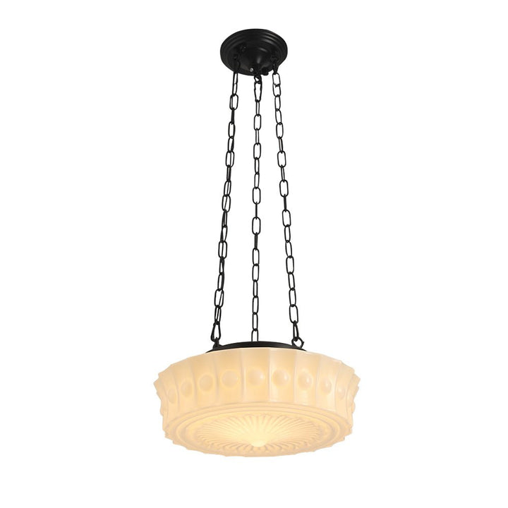 Lámpara colgante escolar vintage de cerámica para iluminación decorativa en el hogar.