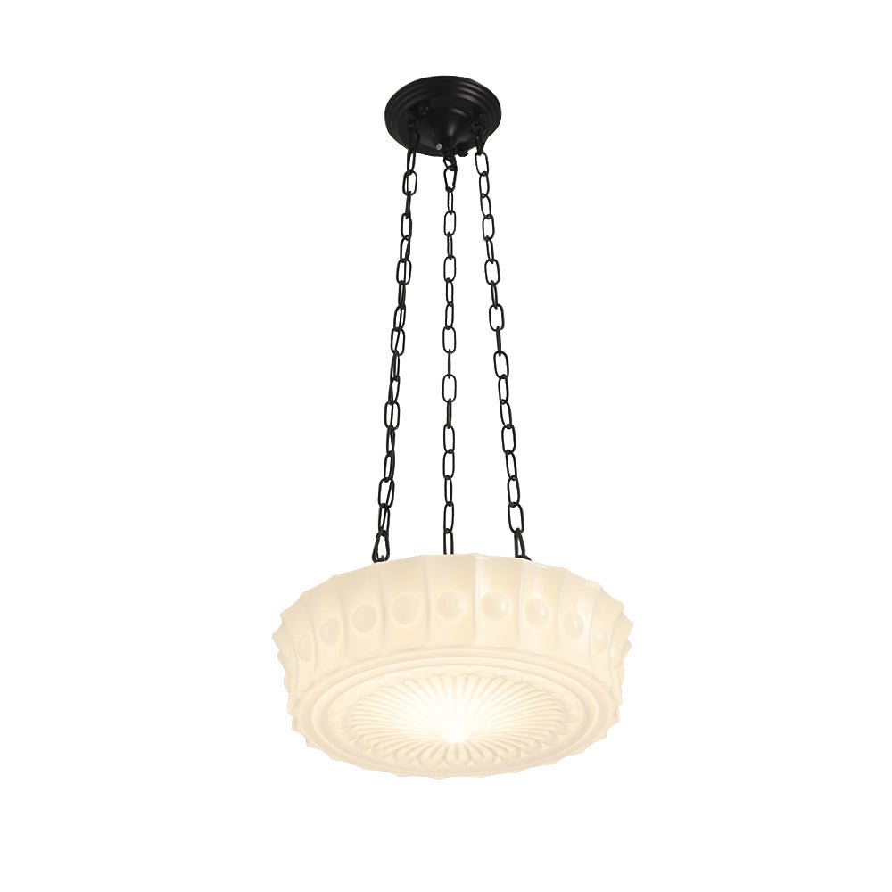 Lámpara colgante de cerámica vintage negra, estilo escolar, ideal para decoración de interiores.