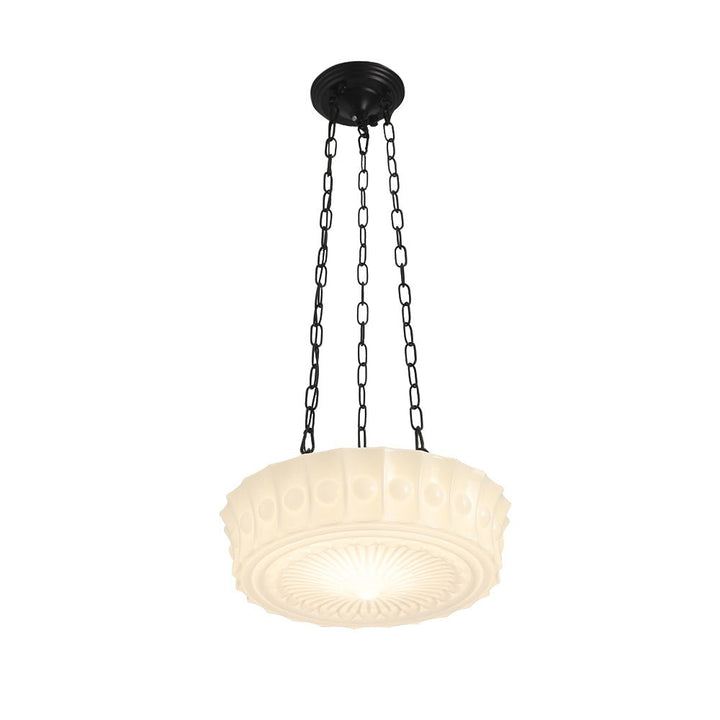 Lámpara colgante de cerámica vintage negra, estilo escolar, ideal para decoración de interiores.