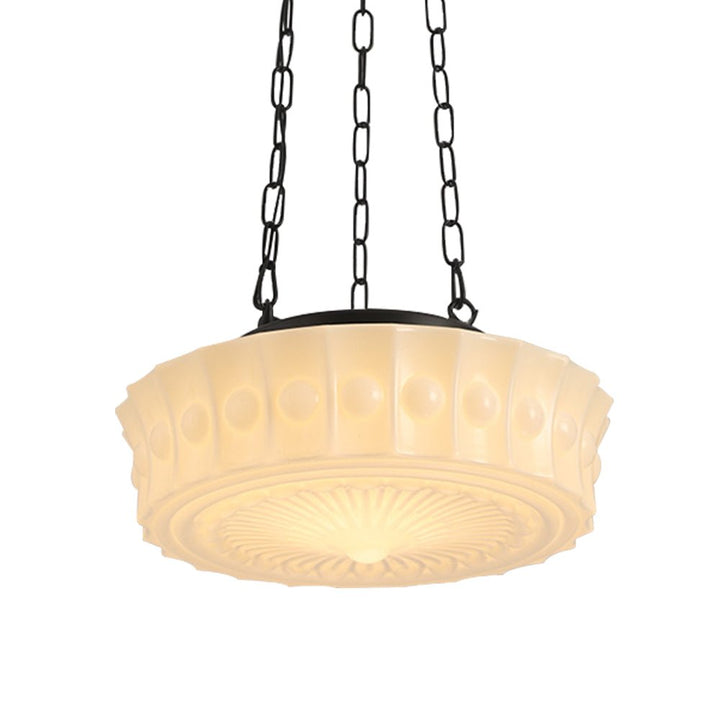 Lámpara de cerámica colgante vintage, estilo escolar, ofrece luz cálida para espacios acogedores.