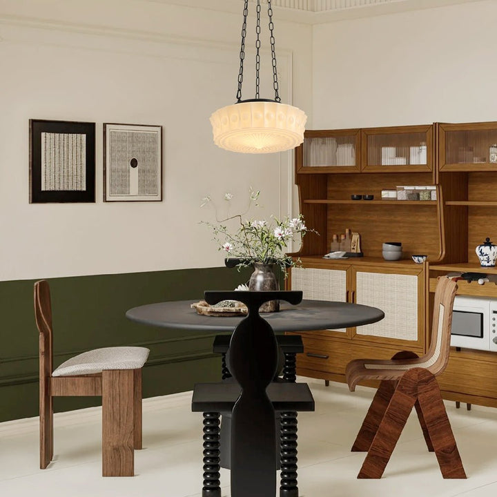 Lámpara de cerámica vintage estilo escolar, luz colgante ideal para cocinas y comedores.