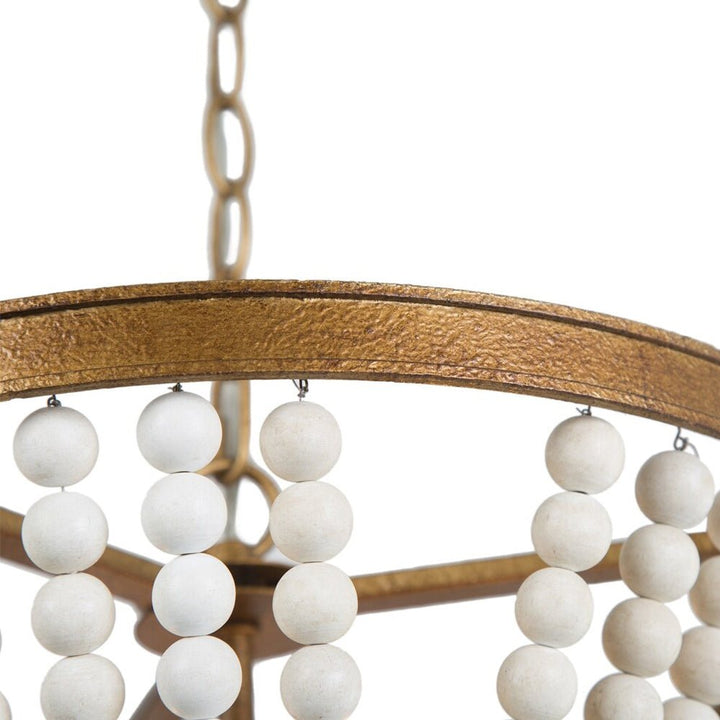 Candelabro de perlas de madera, diseño vintage bohemio. Ideal para dormitorio o comedor.