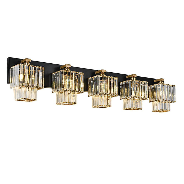 Lámpara de pared de baño cuadrada, vintage, cristalina y glamurosa, 3 luces.