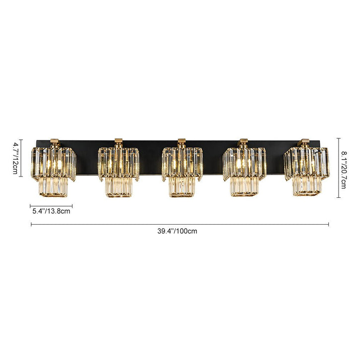 Iluminación de tocador moderna, aplique cuadrado de cristal con 5 luces.