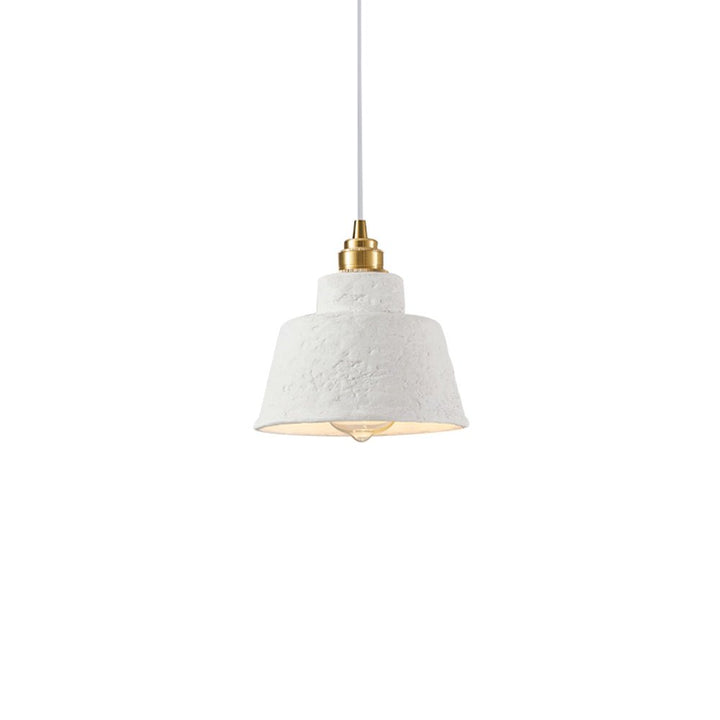 Lámpara colgante de cerámica, inspirada en estilo wabi sabi nórdico, para decoración de espacios contemporáneos.