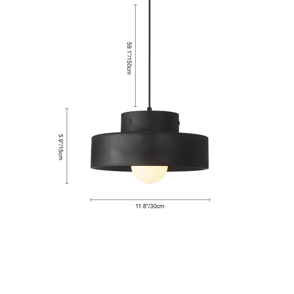 Lámpara colgante cilíndrica de resina wabi sabi, disponible en negro, rojo o verde para tu hogar.