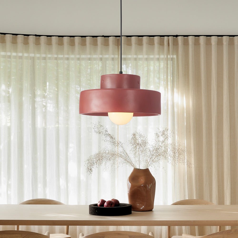 Lámpara colgante negra cilíndrica wabi sabi para iluminación de comedor, estilo nórdico.