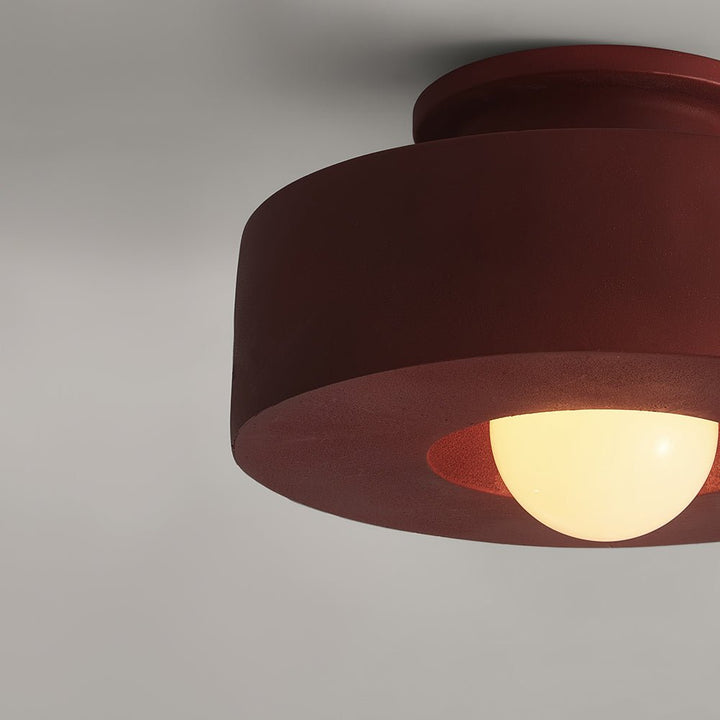 Decora tu espacio con lámpara de techo wabi sabi. Cilíndrica de resina, luz indirecta.