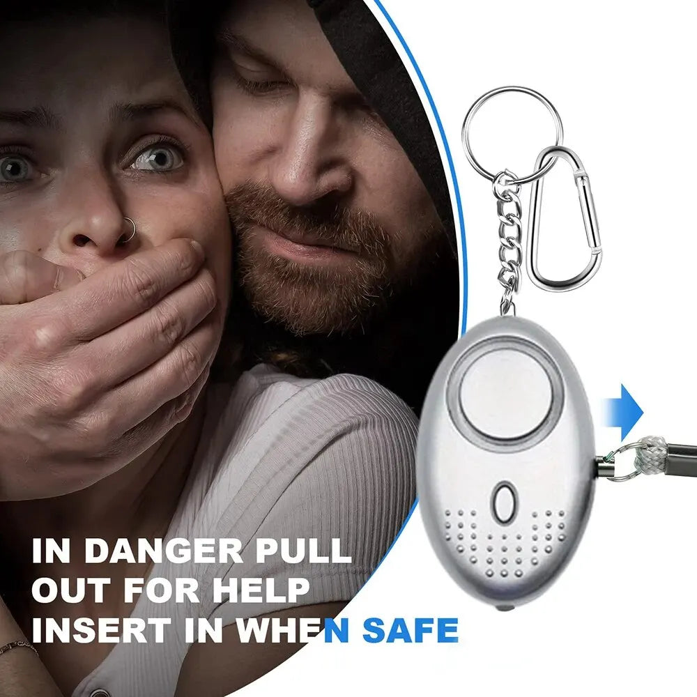 Protección personal avanzada: alarma de seguridad con LED para mujeres. Compacta, fácil de usar en emergencias.
