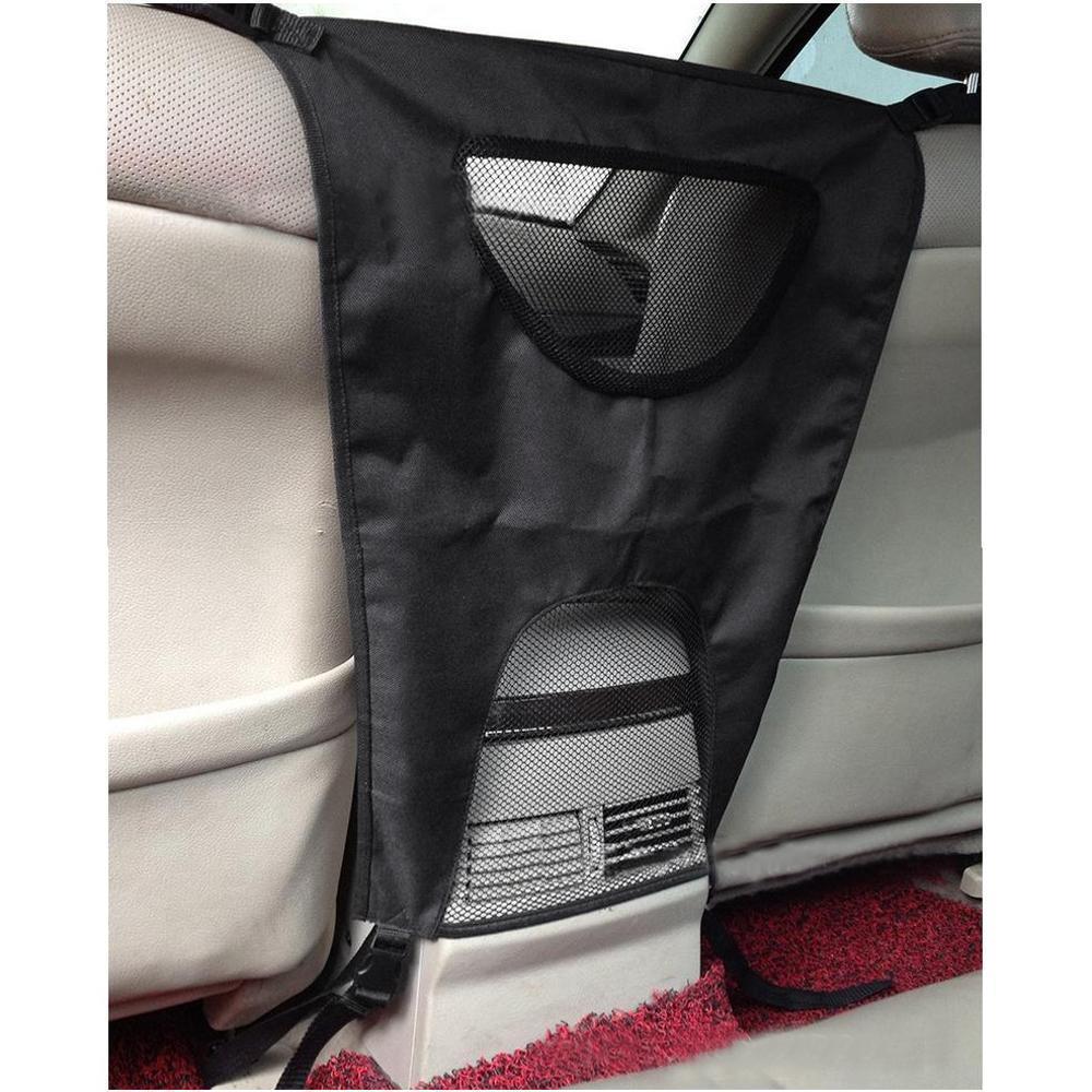 Barrera de seguridad ajustable para perros en coche. Malla resistente para asiento trasero, evita distracciones al conducir.