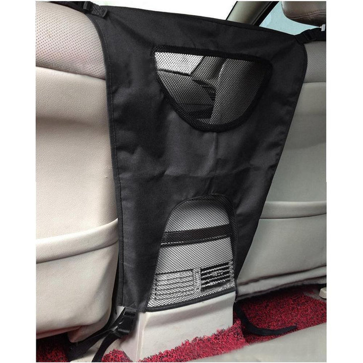 Barrera de seguridad ajustable para perros en coche. Malla resistente para asiento trasero, evita distracciones al conducir.