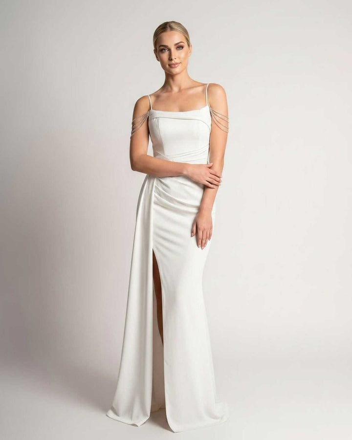 Vestido de fiesta formal para primavera verano, silueta sirena.