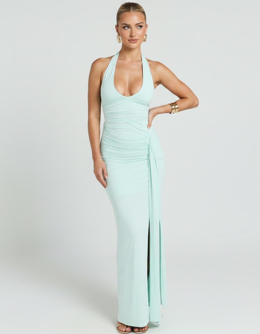 Vestido maxi de mujer con escote V, sin mangas, perfecto para vacaciones.