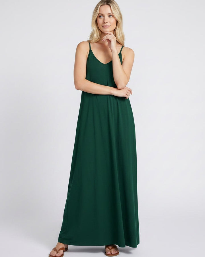Casual y cómodo: vestido maxi de verano con escote V y bolsillos para mujer.