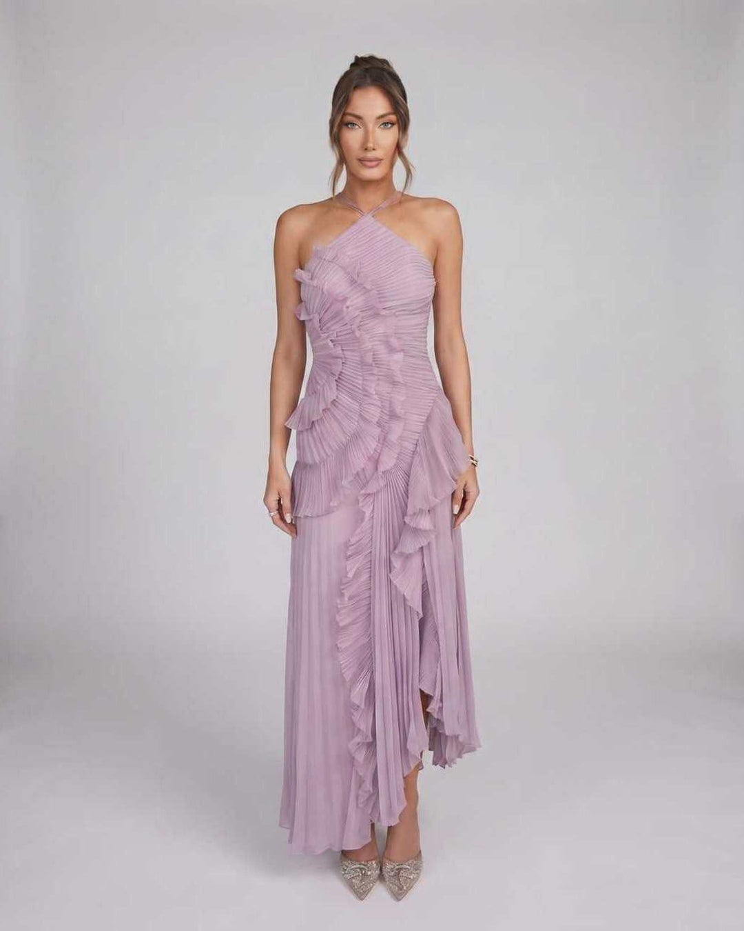 Vestido maxi asimétrico mujer, elegante para fiesta o eventos de verano. Estilo fluido y cómodo.