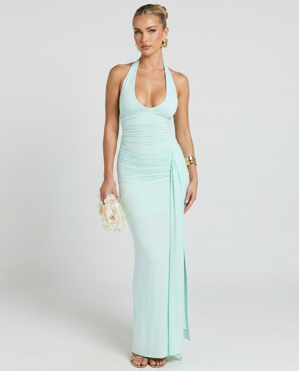 Vestido maxi Solvienne sin mangas para mujer, elegante, ideal para noche o fiesta.