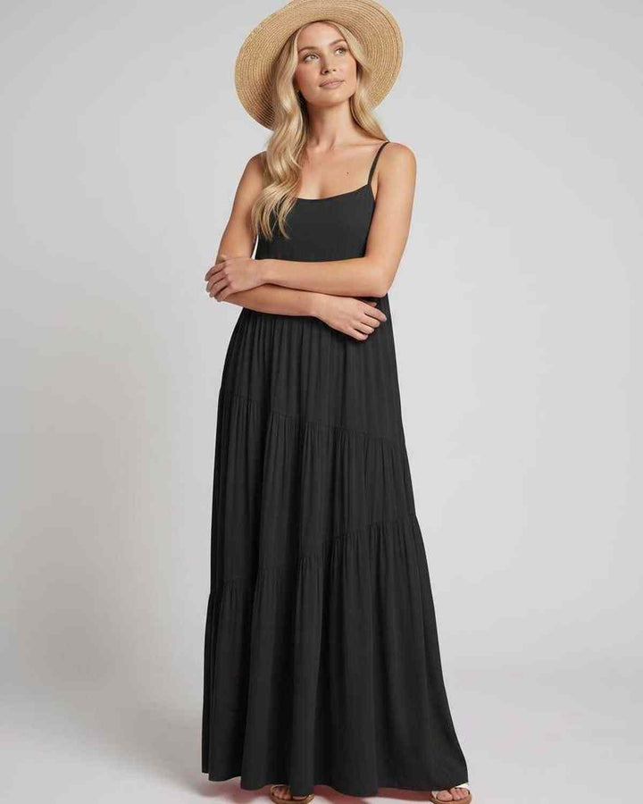 Vestido de fiesta de verano, elegante y fluido, sin mangas.