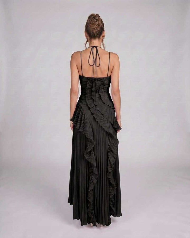 Vestido maxi asimétrico para mujer, ideal para fiestas de verano, elegante, con cuello halter.