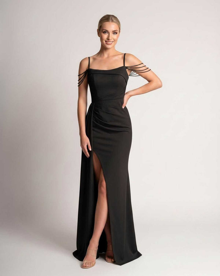 Vestido largo de noche para mujer, moda elegante y formal.